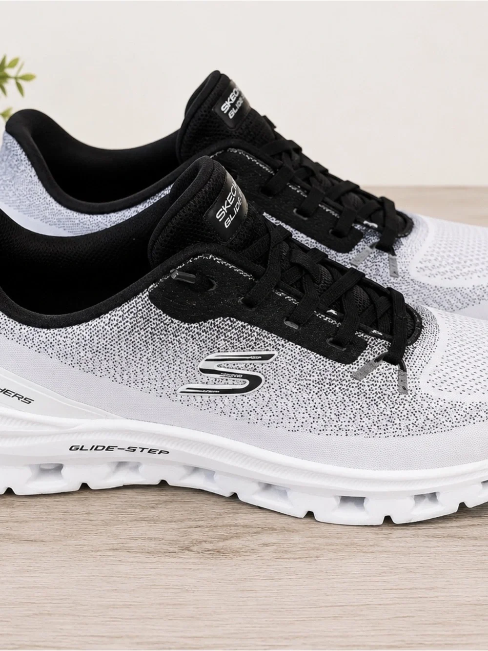 Skechers Glide-Step Black and White Athletic Shoes